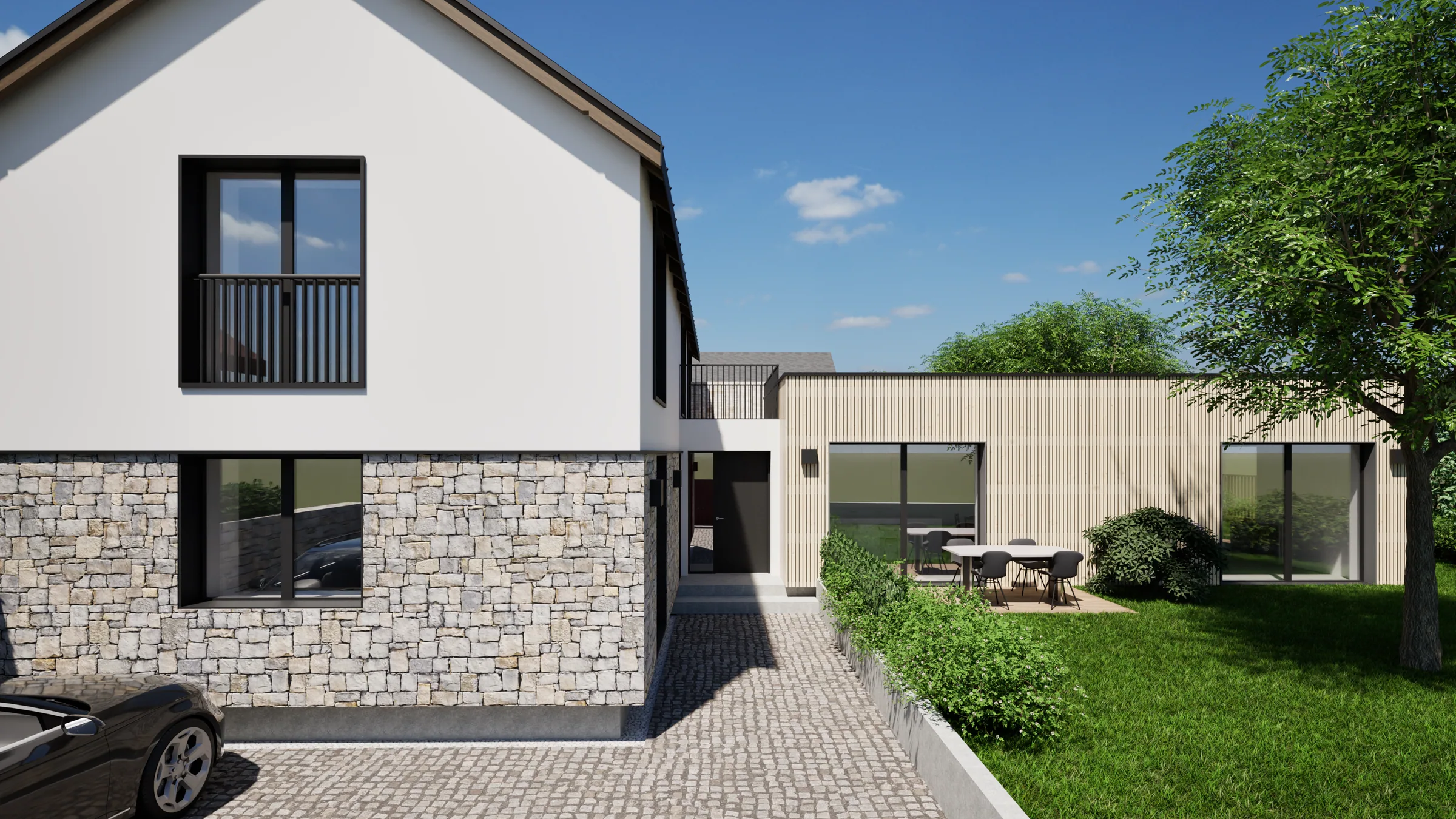 Rodinný dům Lisovice — boční pohled